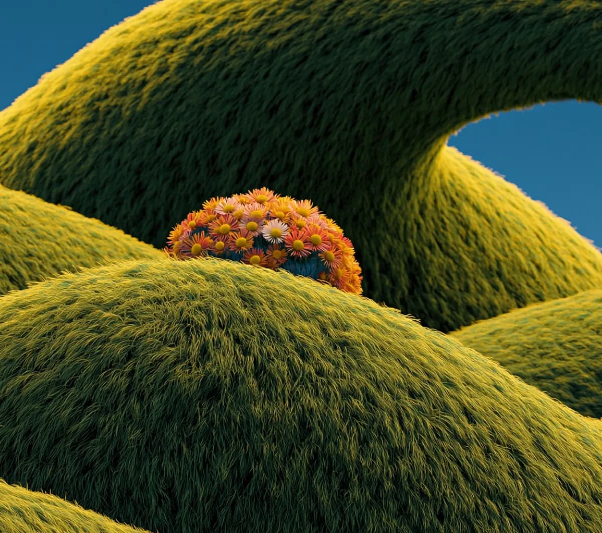 Stylized flowering bush