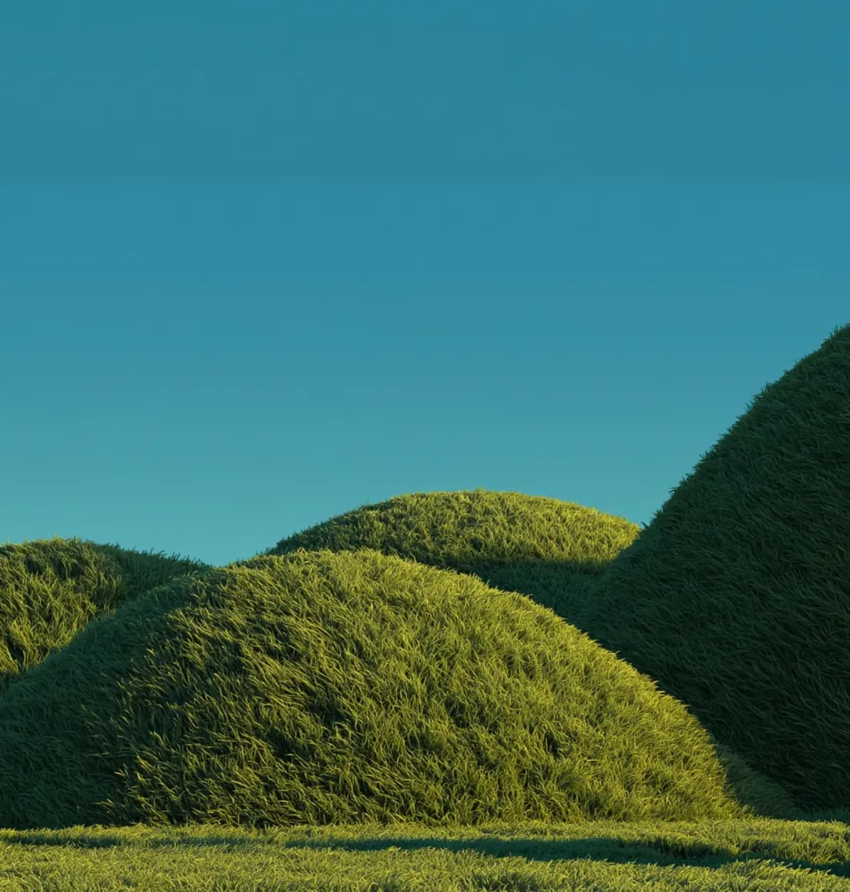 Stylized sunlit green hill